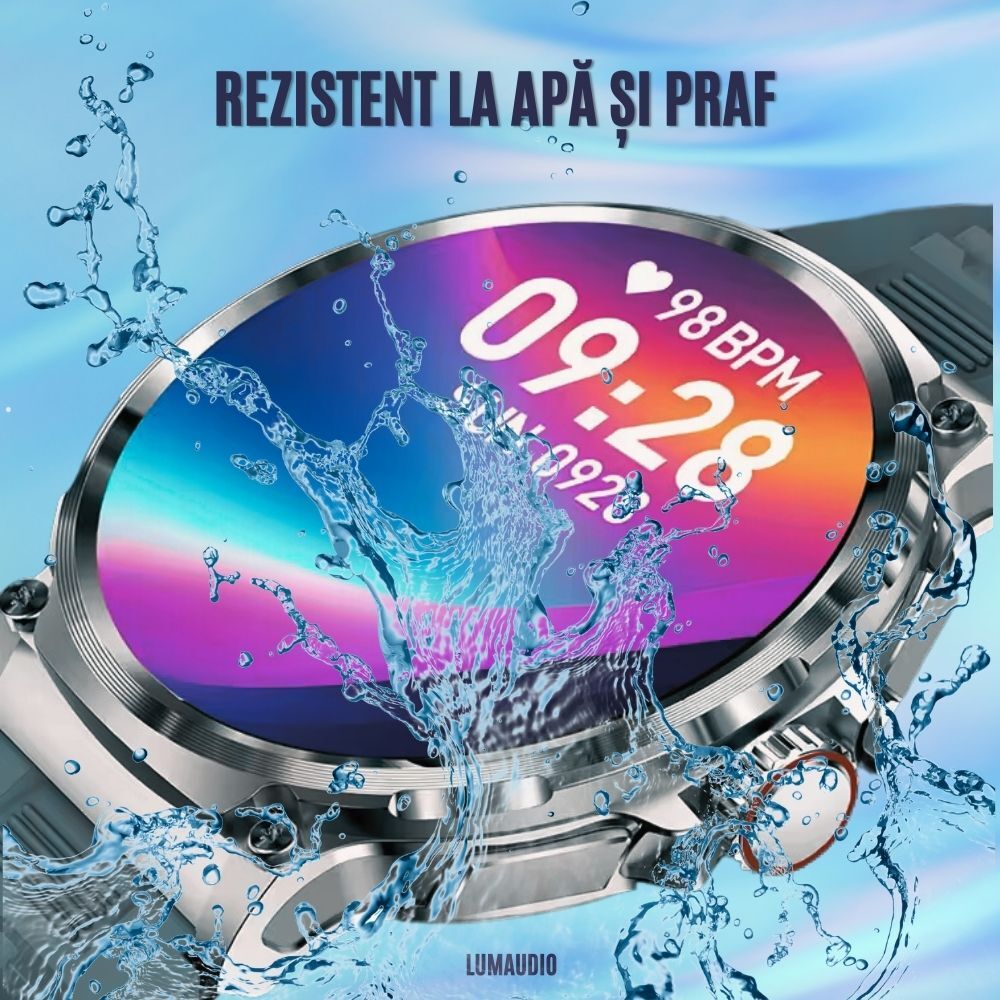 Ceas Smartwatch Bărbați LUMAUDiO ZenTIME, Autonomie 10 Zile, Preluare și inițiere Apeluri, Meniu în Română, 2 Curele
