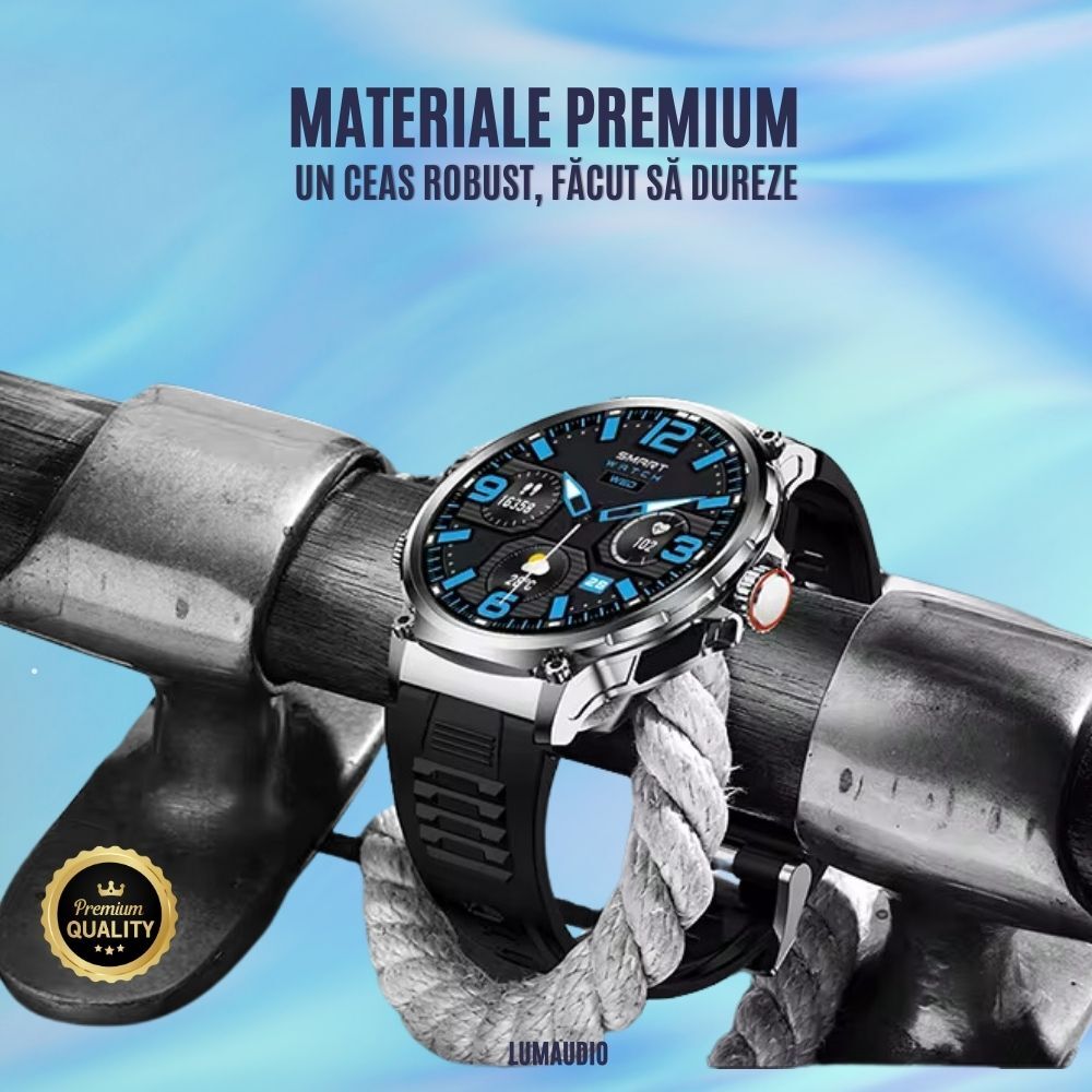 Ceas Smartwatch Barbati LUMAUDiO ZenTIME, Autonomie 10 zile, 2 curele, Negru - imagine 11