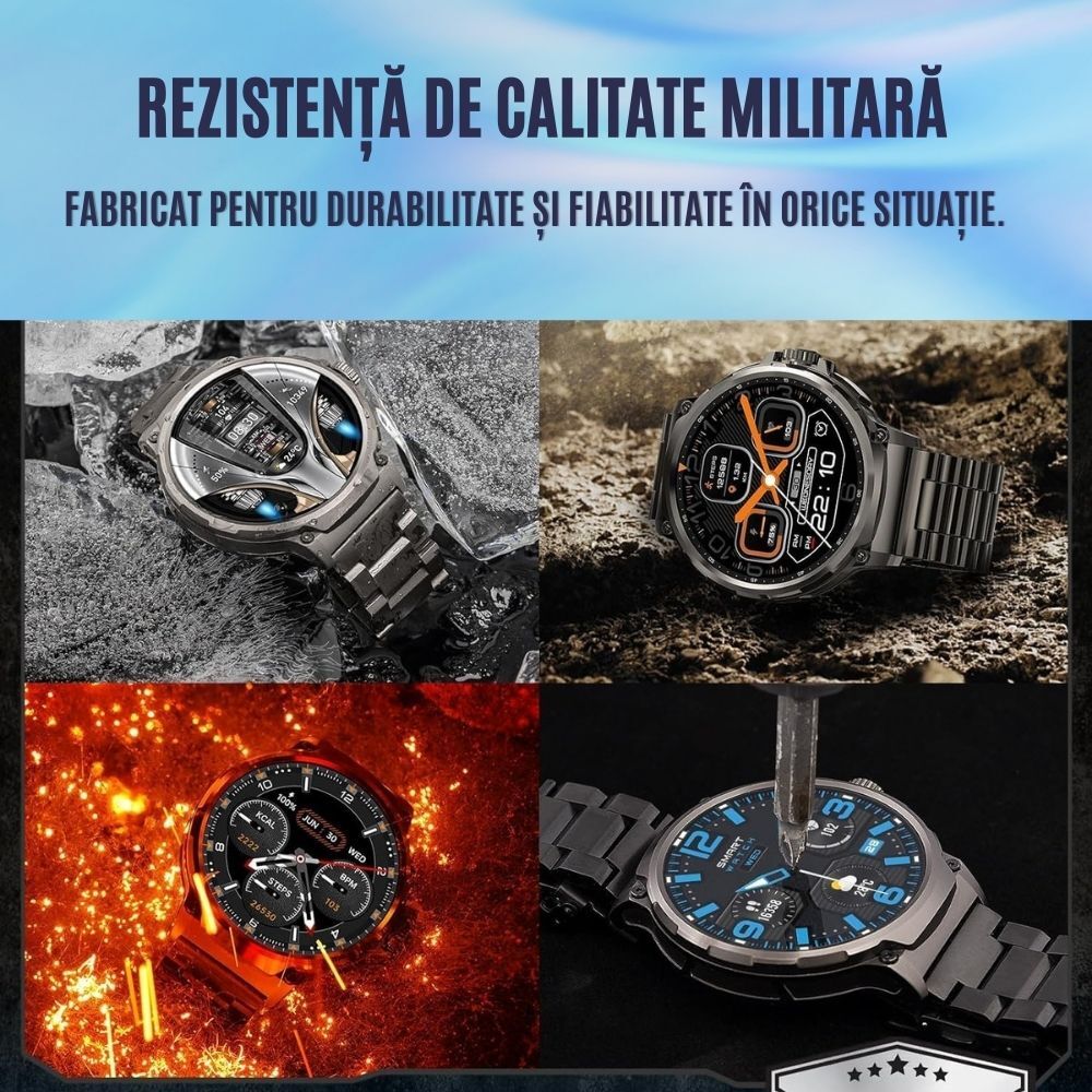 Ceas Smartwatch Bărbați LUMAUDiO ZenTIME, Autonomie 10 Zile, Preluare și inițiere Apeluri, Meniu în Română, 2 Curele