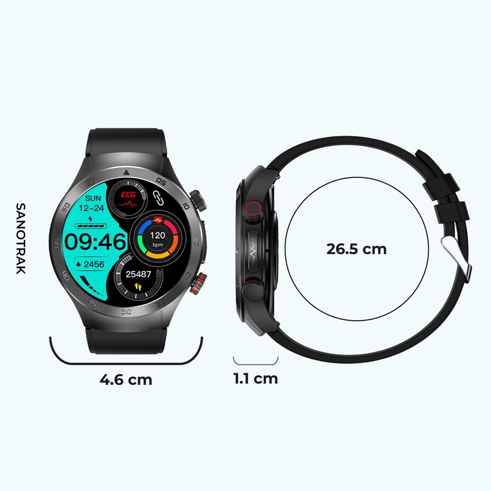 Ceas Smartwatch SANOTRAK Agent cu Monitorizare Avansată a Sănătății și Meniu în Limba Română