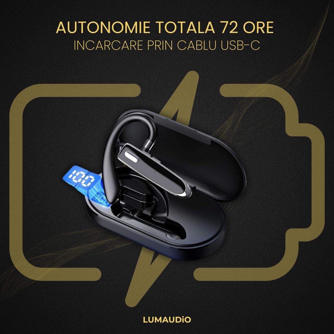 Casca bluetooth LUMAUDiO RING, pentru apeluri handsfree, Compatibilitate Universal