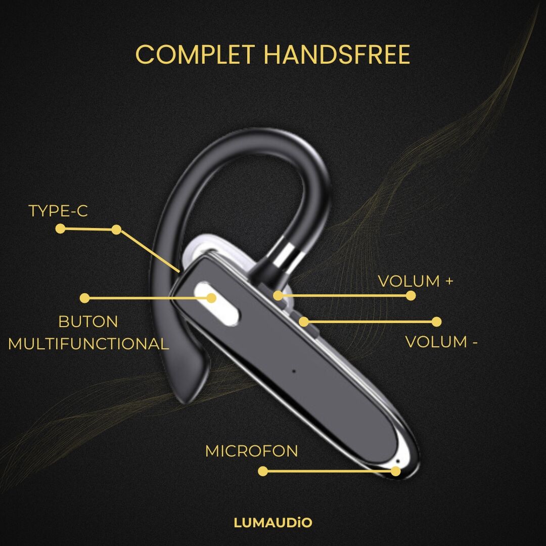 Casca bluetooth LUMAUDiO RING, pentru apeluri handsfree, Compatibilitate Universal
