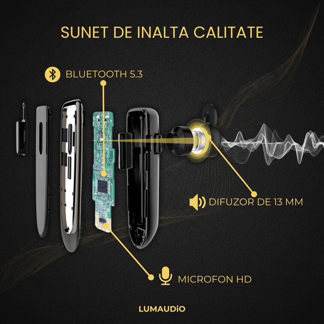 Casca bluetooth LUMAUDiO RING, pentru apeluri handsfree, Compatibilitate Universal