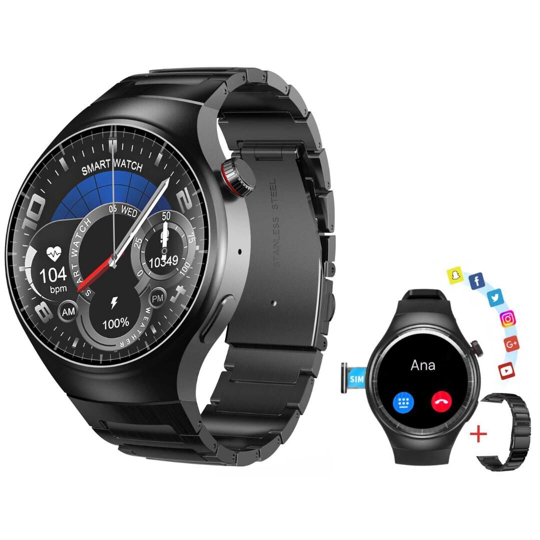 Ceas Smartwatch Barbati LUMAUDiO Phyton, cartela SIM 4G LTE, 2 curele