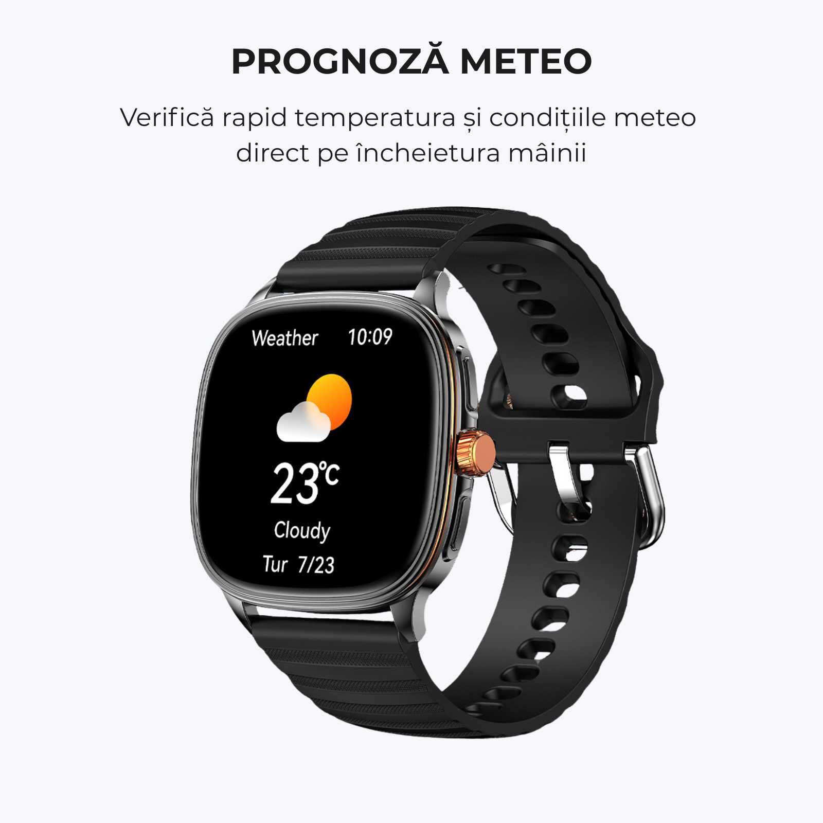 Ceas Smartwatch Bărbați LUMAUDiO® Falcon cu Ecran AMOLED 1.73", Apeluri Bluetooth și Notificări Aplicații