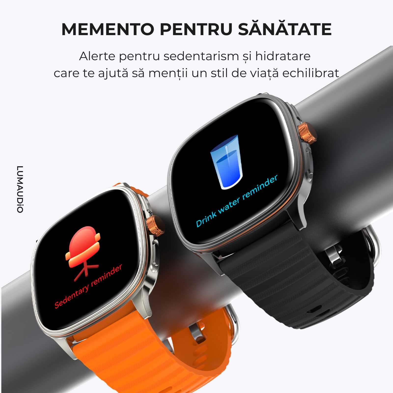 Ceas Smartwatch Bărbați LUMAUDiO® Falcon cu Ecran AMOLED 1.73", Apeluri Bluetooth și Notificări Aplicații