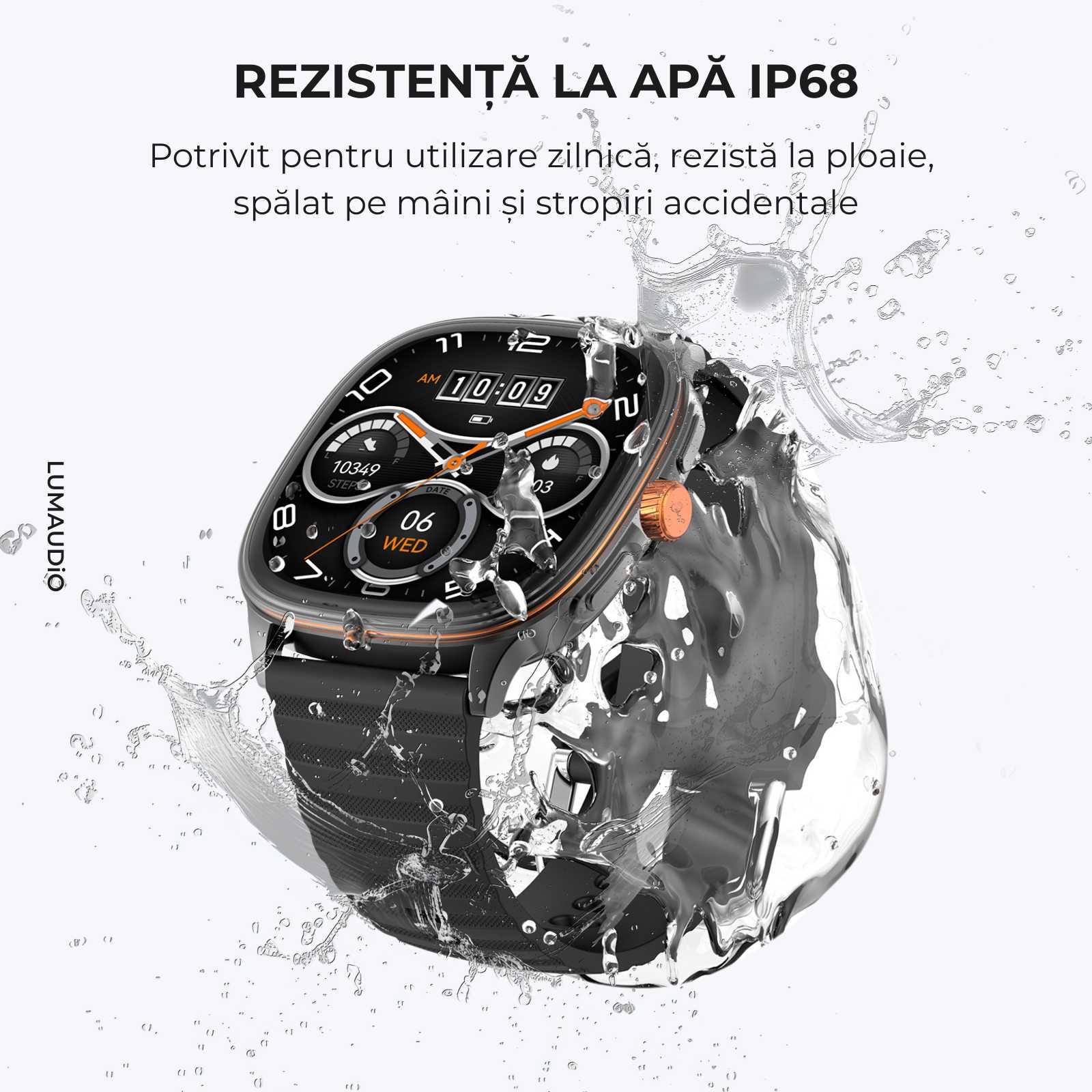 Ceas Smartwatch Bărbați LUMAUDiO® Falcon cu Ecran AMOLED 1.73", Apeluri Bluetooth și Notificări Aplicații