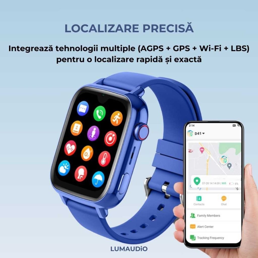 Smartwatch copii LUMAUDiO® Zulu, Cartela SIM 4G, Localizare GPS
